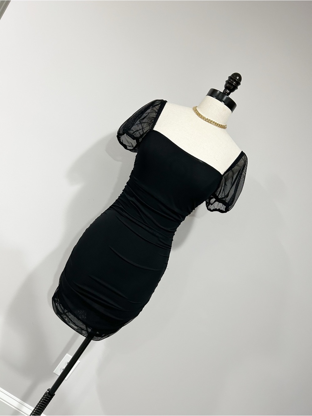 Princess Polly Black Puff-Sleeve Bodycon Mini Dress